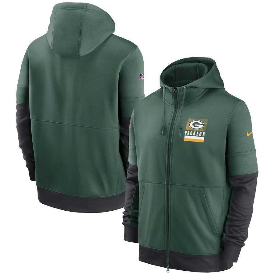 Men's Green Bay Packers New 2020 Nike Green Black Fan Gear Mascot Performance Full Zip Hoodie,We sell and wholesale Men's Green Bay Packers New 2020 Nike Green Black Fan Gear Mascot Performance Full Zip Hoodie on line form chian!